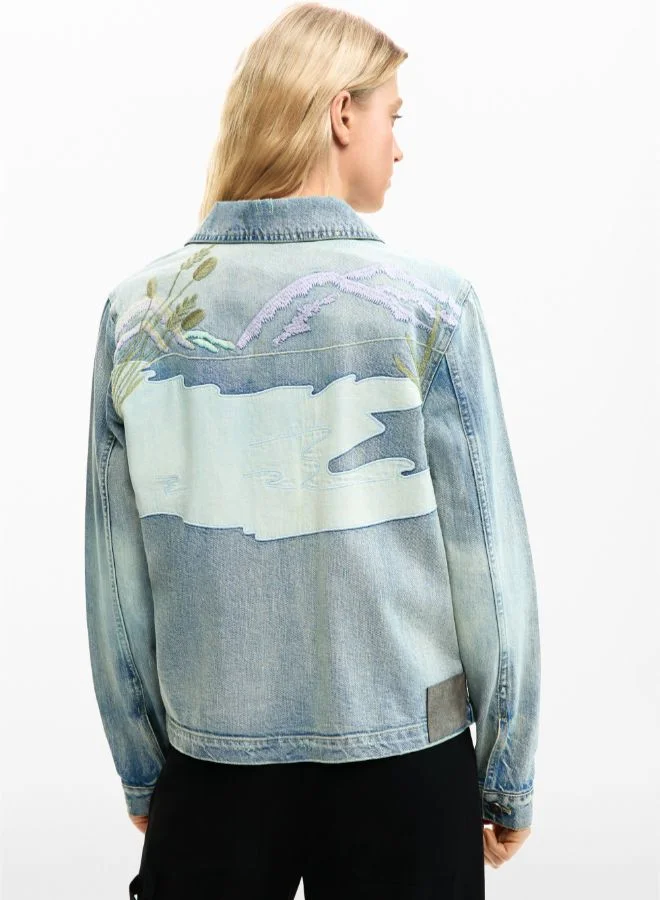Desigual Blue Denim Patch Jacket for Women | Best Price UAE